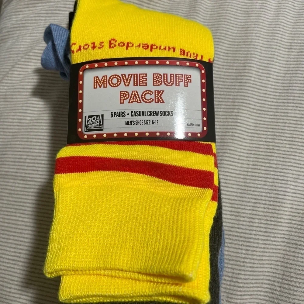 20th Century Studios Men's Casual Crew Socks Movie Buff Pack 6-12